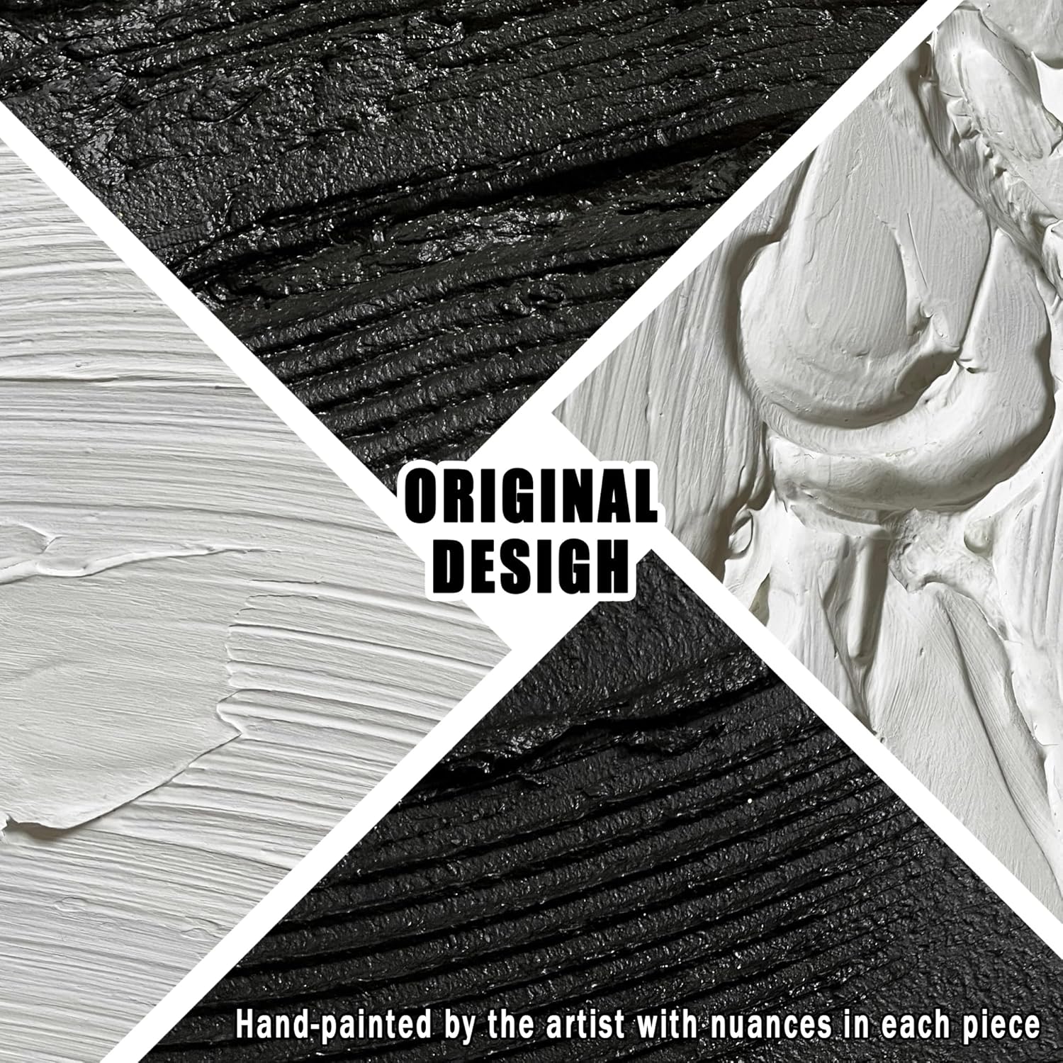 CGXART Abstract Canvas Wall Art For Bedroom Black And White Pictures Wall Decor For Living Room Minimalist Hand Painted Wall Art For Bathroom Size 20 x 40 Inch - Image 6