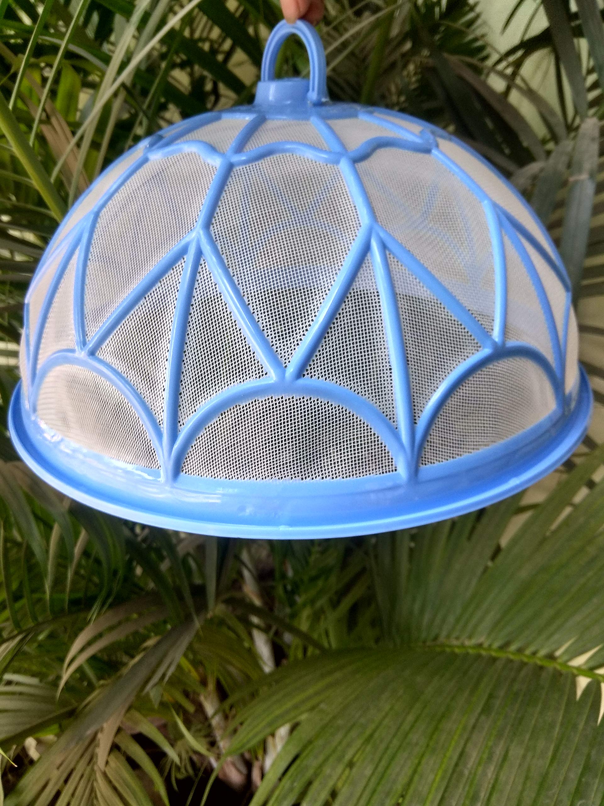 Babbu Food Dome Round Plastic Net 12.75 Inch Food Cover Kitchen Table Flies Mosquitoes Insect Proof Dining Tables Covers Rice Vegetable Covers for Anti Fly Mosquito Mesh (Light Blue) 2