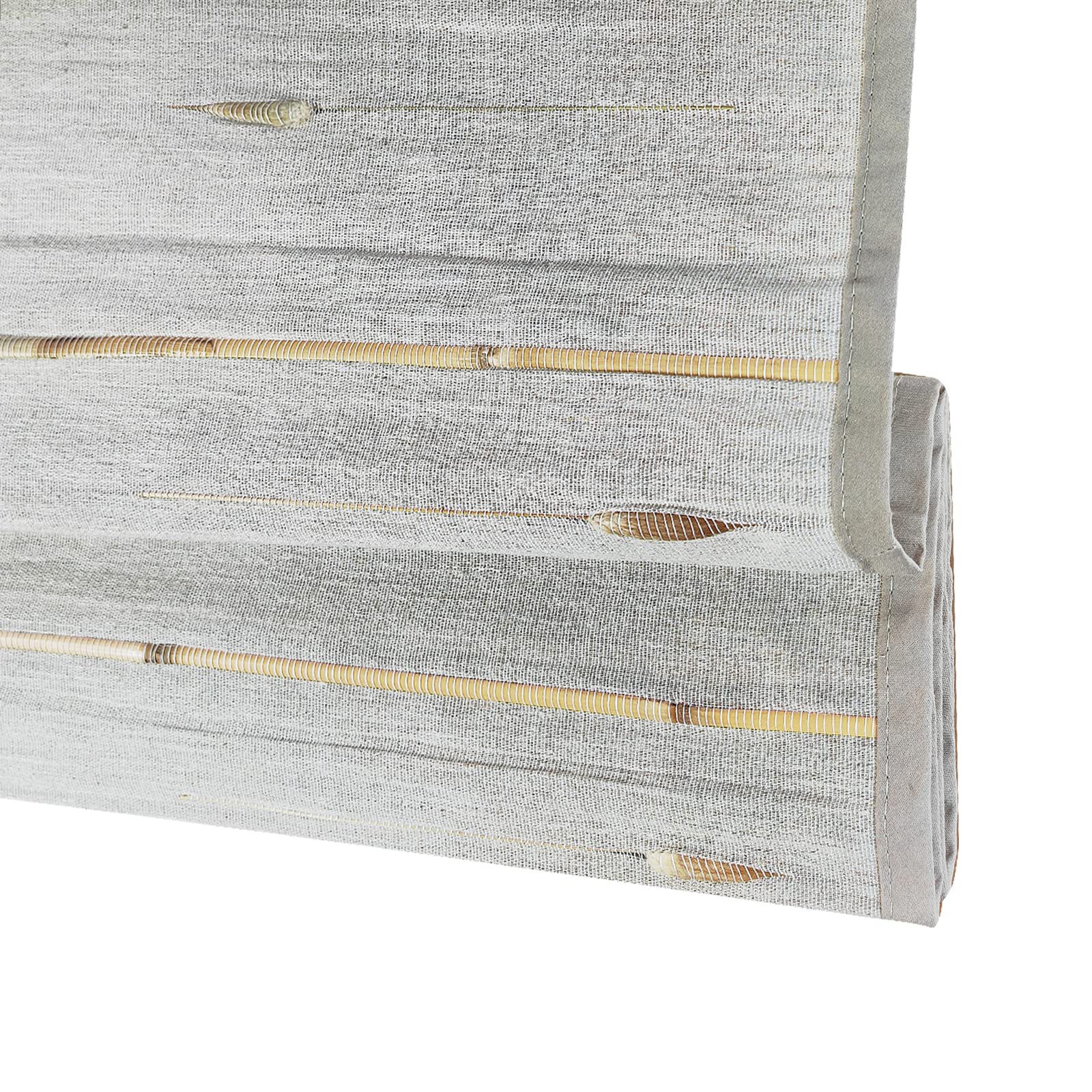 Cordless Blinds Bamboo Roman Shades, Blackout Window Shades with Borders, Natural 100% Bamboo and Linen Blinds for Windows, Color 028