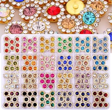 192 PCS Sew on Rhinestones, 24 Colors Crystal Glass with Metal Base Flower Shape Claw Flatback Bedazzling Rhinestones for Crafting Clothes Shoes Hats Bags Sewing Accessories