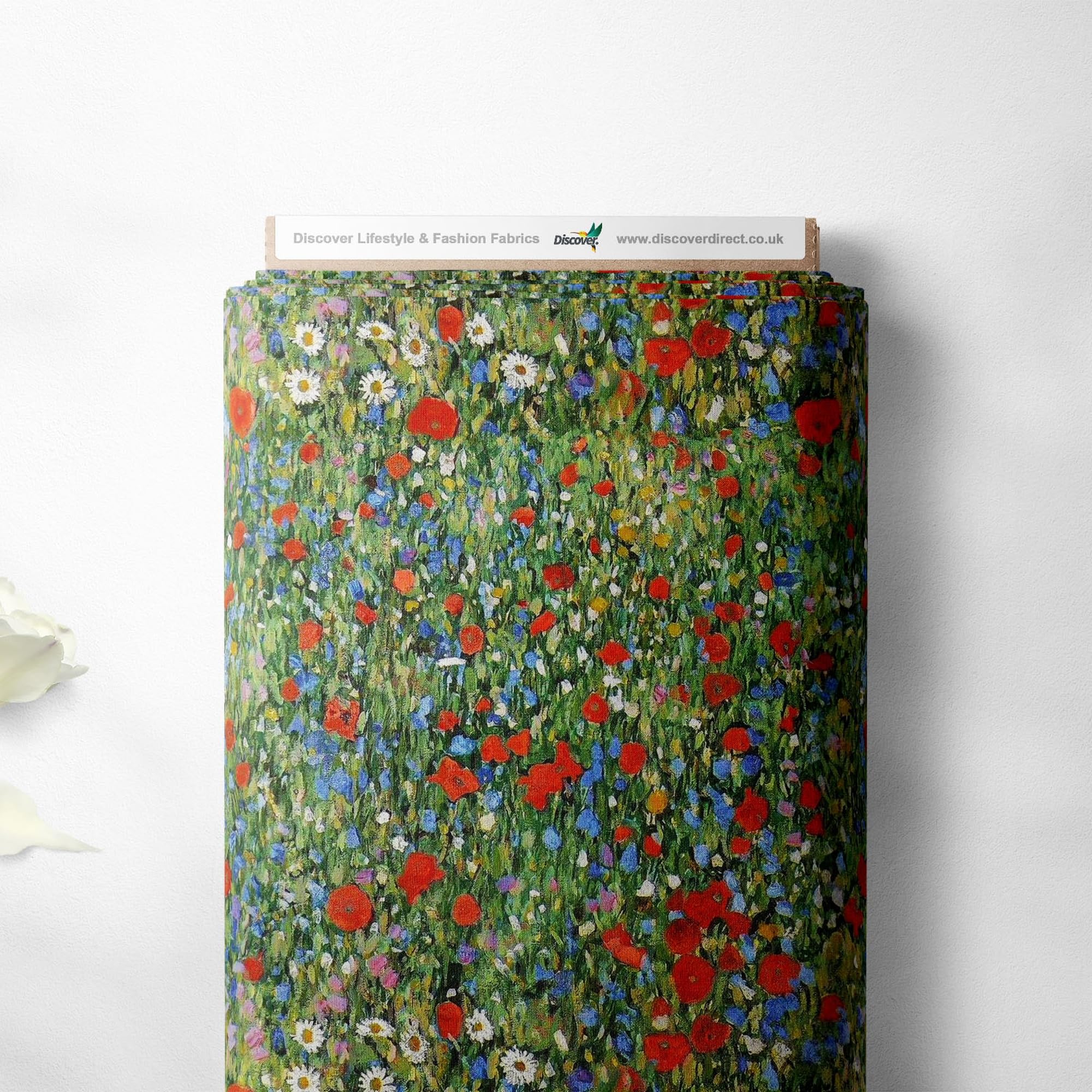100% Cotton Gustav Klimt Symbolist Painters Printed Design Quilting Craft Dress Quality Sewing Fabric Material | 55" - 140 cm Wide (per Half Metre, Field of Poppies)