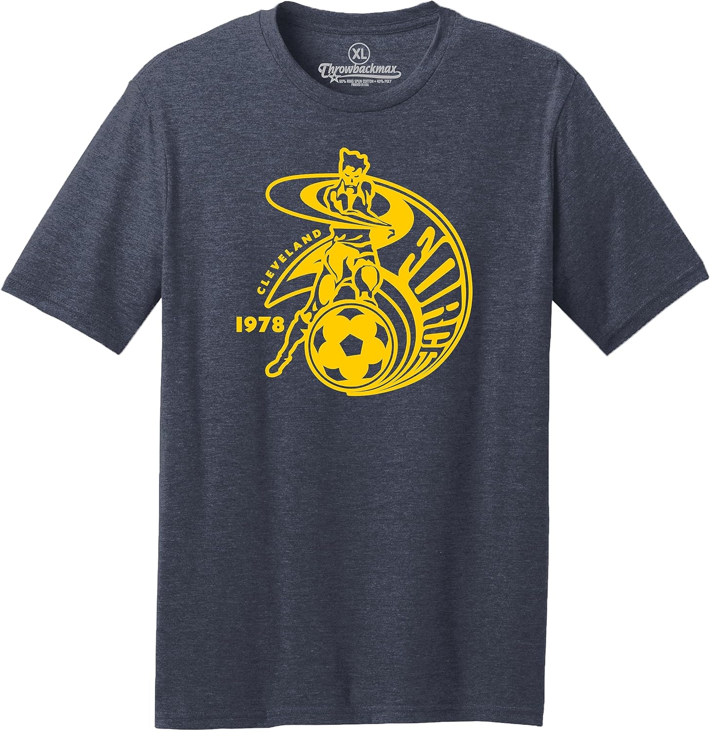 Cleveland Force 1978 NASL Soccer Classic Cut, Short Sleeve Navy Heather Tee Shirt