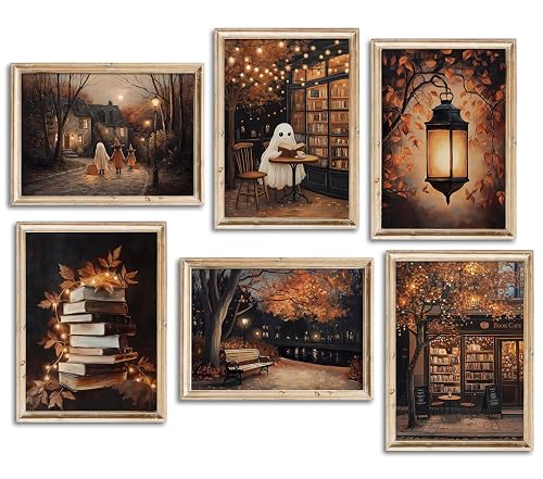 DULASI Vintage Fall Ghost Book Wall Art Set of 6,