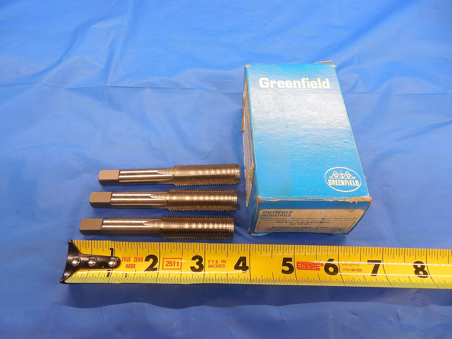 3 PCS New GTD 9/16 18 NF G H5 HS Bottoming TAP 4 Straight Flute .5625 Greenfield