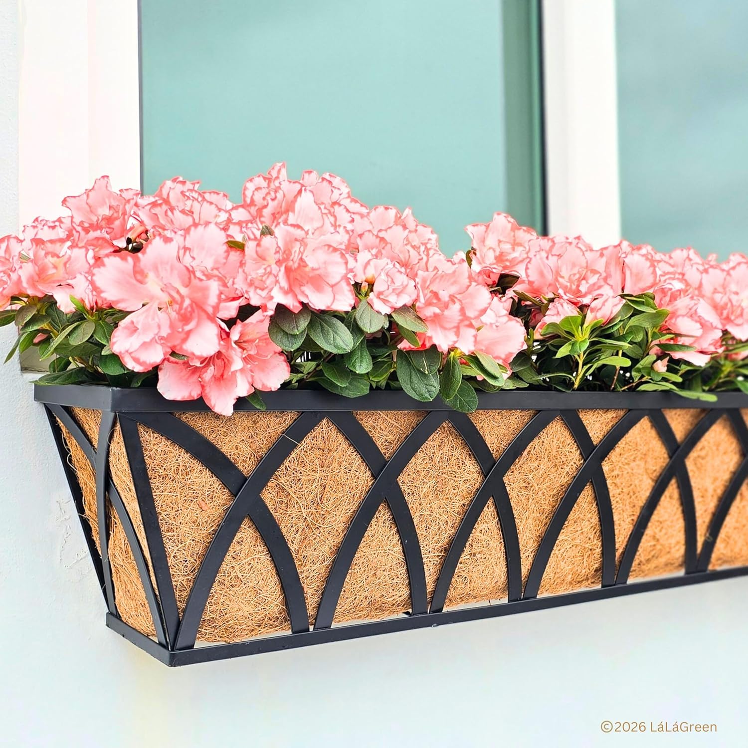LaLaGreen 48" (4 Pack, Rectangular) Coco Liners for Window Box Planter–Extra Large Trough Coir Husk Fibre Replacement for Hanging Basket, Flower Pot, Garden Outdoor Use–Multiple Sizes & Shapes