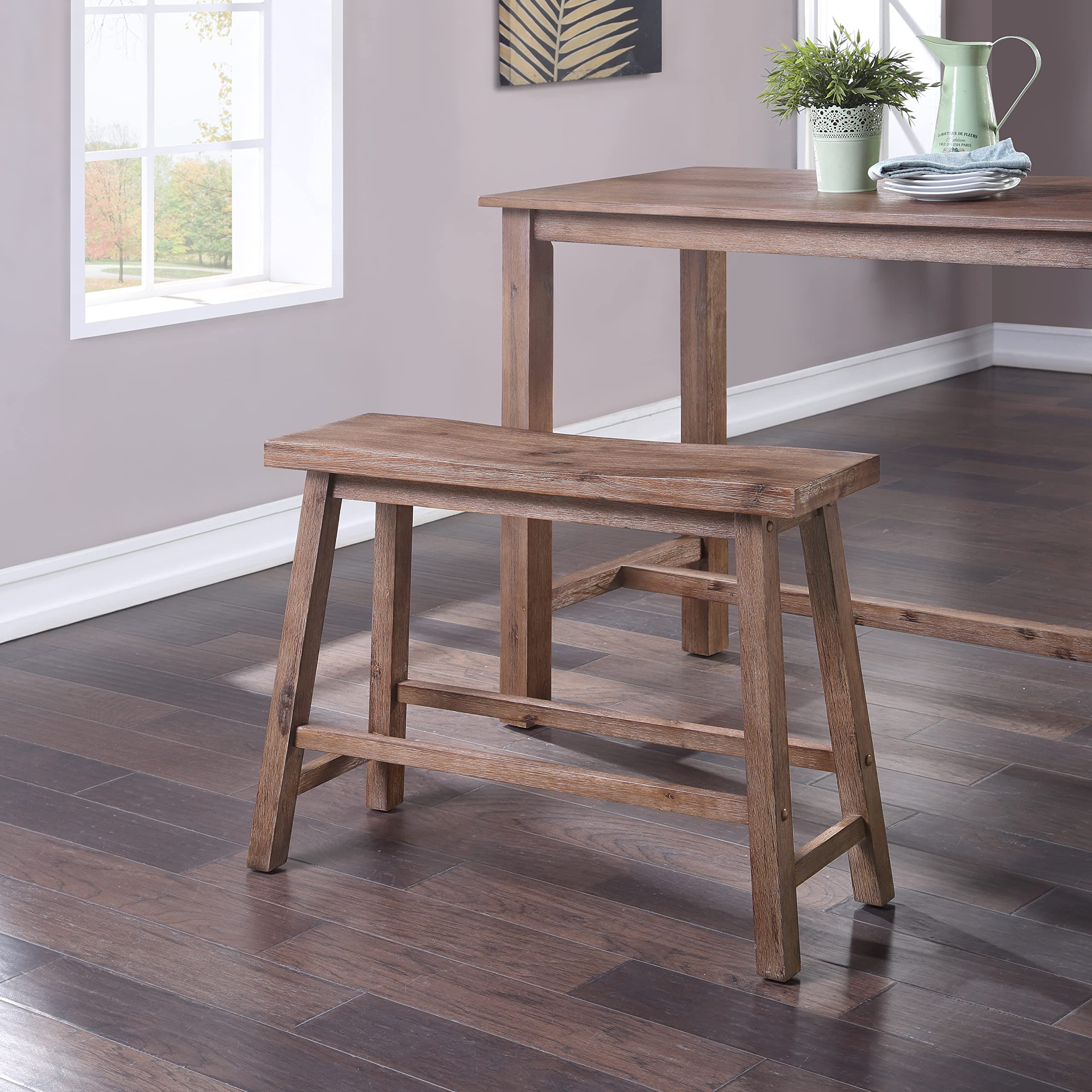 Boraam Sonoma Counter Height Backless Bench - Barnwood Wire-Brush Finish