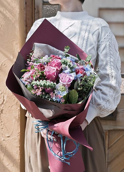 Hitohana ひとはな バラ 花束 紫 M ナチュラルブーケ フラワーデコレーション オンライン通販