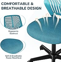 Vista 49 de Yaheetech Linda silla de escritorio para niños, silla de computadora pequeña sin brazos con soporte lumbar para adolescentes, respaldo bajo, Verde