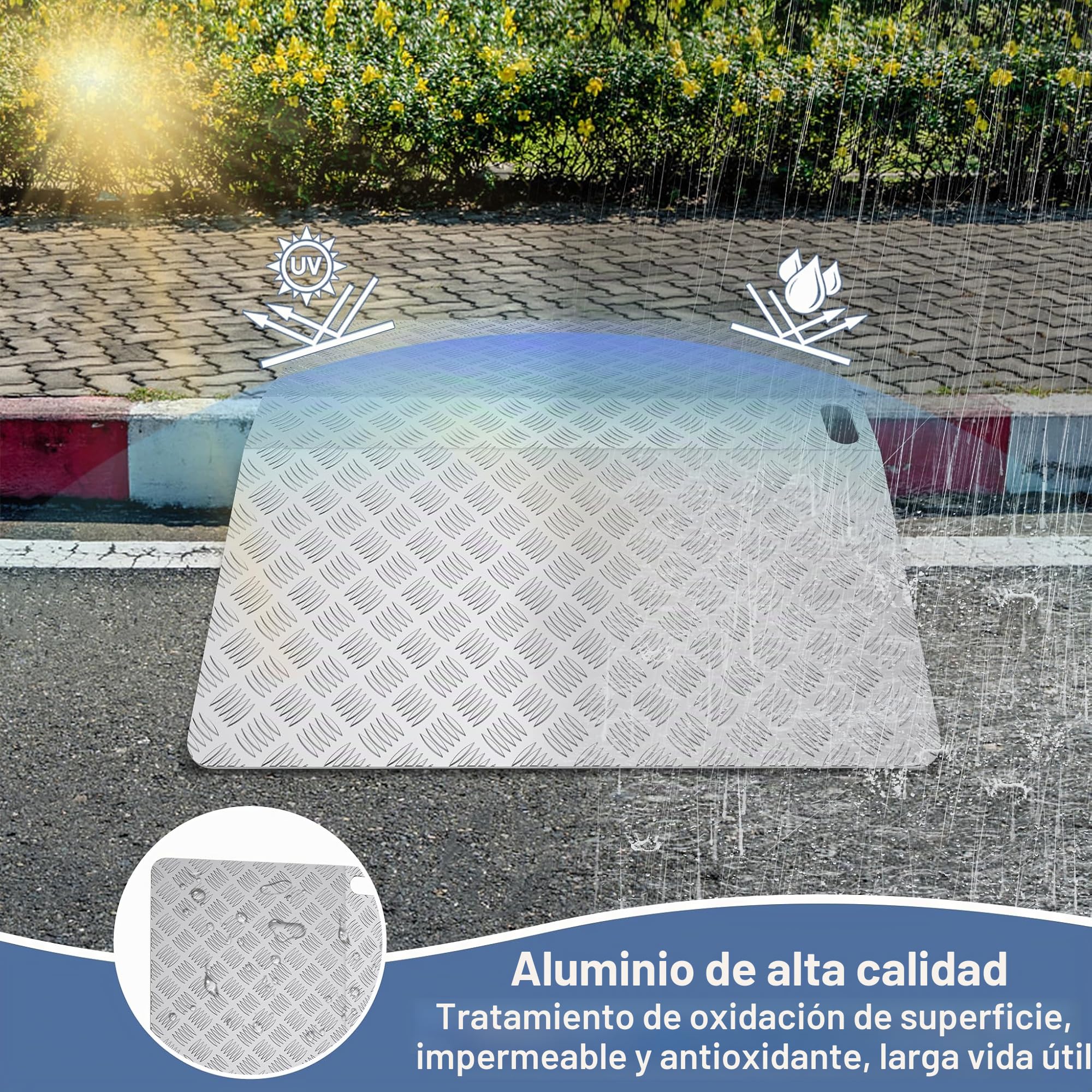 UISEBRT Rampa de umbral de puerta para silla de ruedas, de aluminio, antideslizante, portátil, con asas, capacidad de carga de 270 kg (100 x 70 x 10 cm)