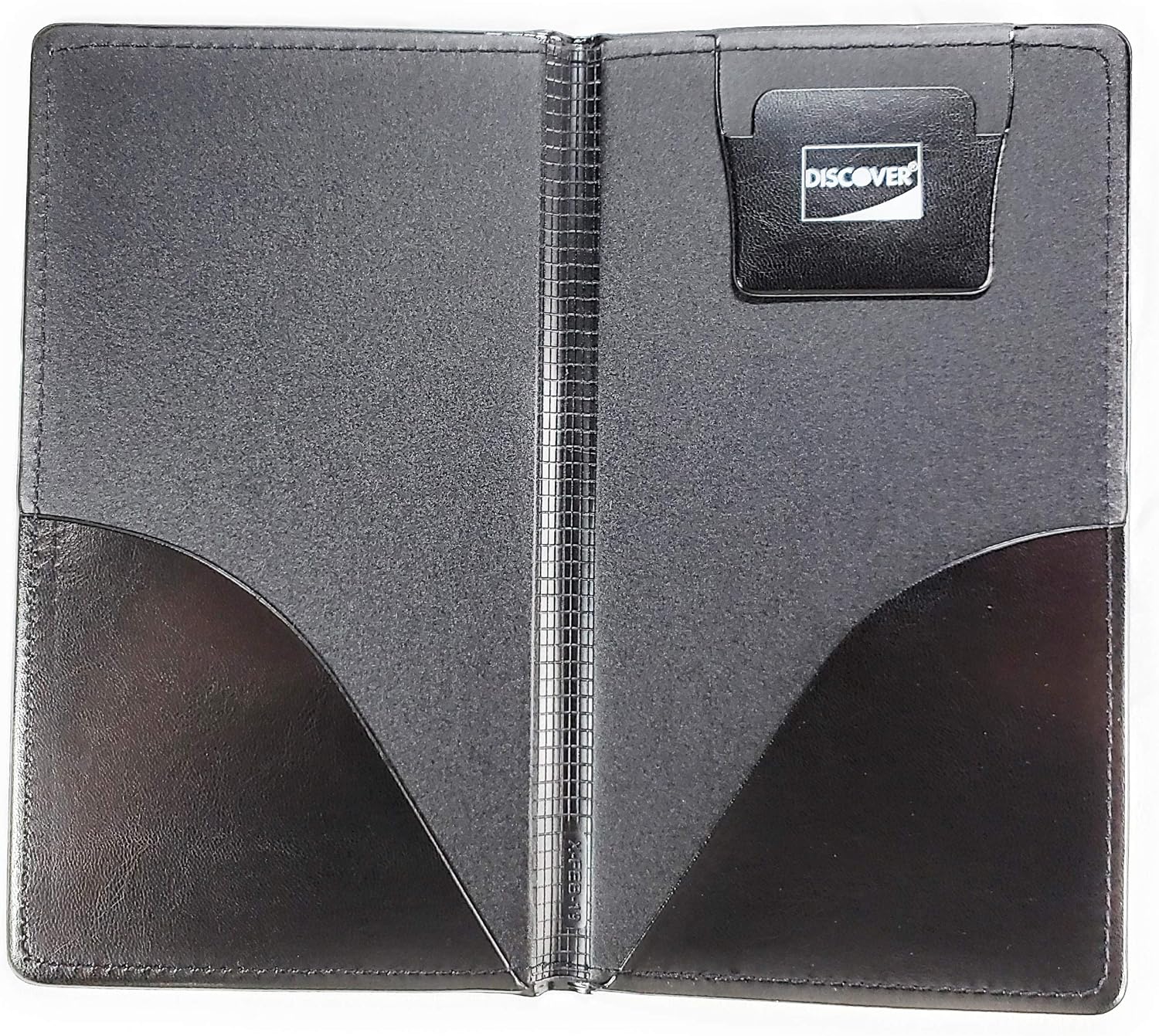 10 Discover Premium Restaurant Waiter Waitress Double Panel Checkbook Presenter - Discover Logo Imprint Vinyl Leather Customer Guest Check Credit Card tip Holder, Black