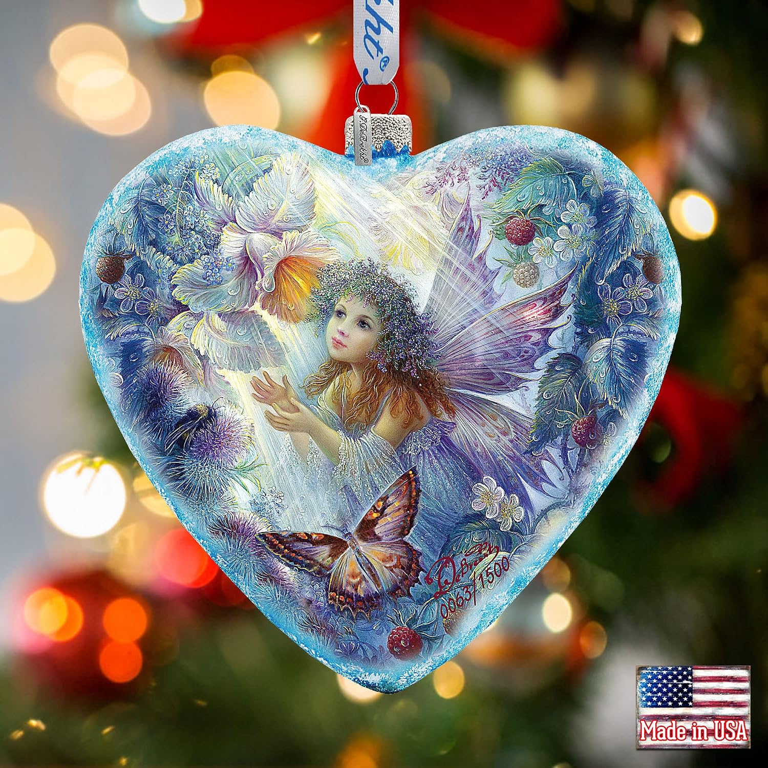 Limited Edition, Oversized Flower Fairy Glass Ornament, Santa & Christmas Decor - 738-084 by G.DeBrekht