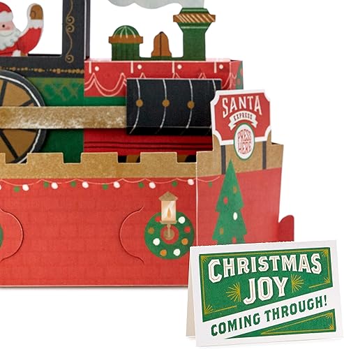 Miniatura 3 de Hallmark Paper Wonder - Tarjeta de felicitación desplegable de Navidad con sonido y movimiento (tren de Navidad, reproduce "Deck the Halls")