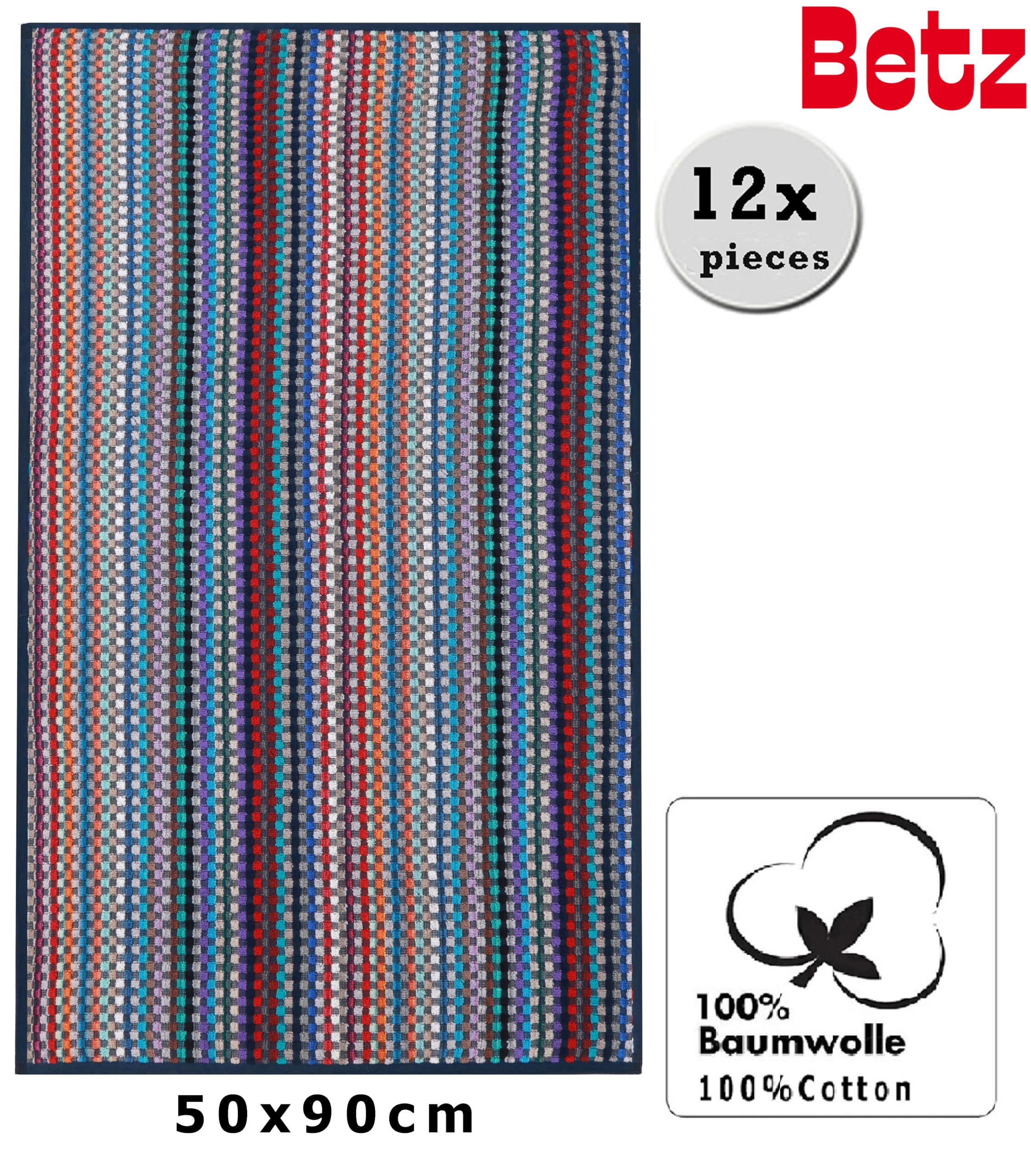 Betz 12er Set Küchentücher Geschirrtuch Handtuch 100% Baumwolle HELGOLAND Größe 50 x 90 cm Grubentuch Küchentuch Allzwecktuch karo bunt