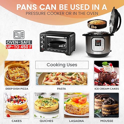 Miniatura 6 de RFAQK Molde desmontable antiadherente de 9 pulgadas  Molde de resorte para tarta de queso con parte inferior extraíble, espátula de glaseado