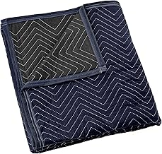 Sure-Max Moving & Packing Blanket - Pro Economy - 80" x 72" (35 lb/dz Weight) - Professional Quilted Shipping Furniture Pad Navy Blue and Black - 1 Blanket