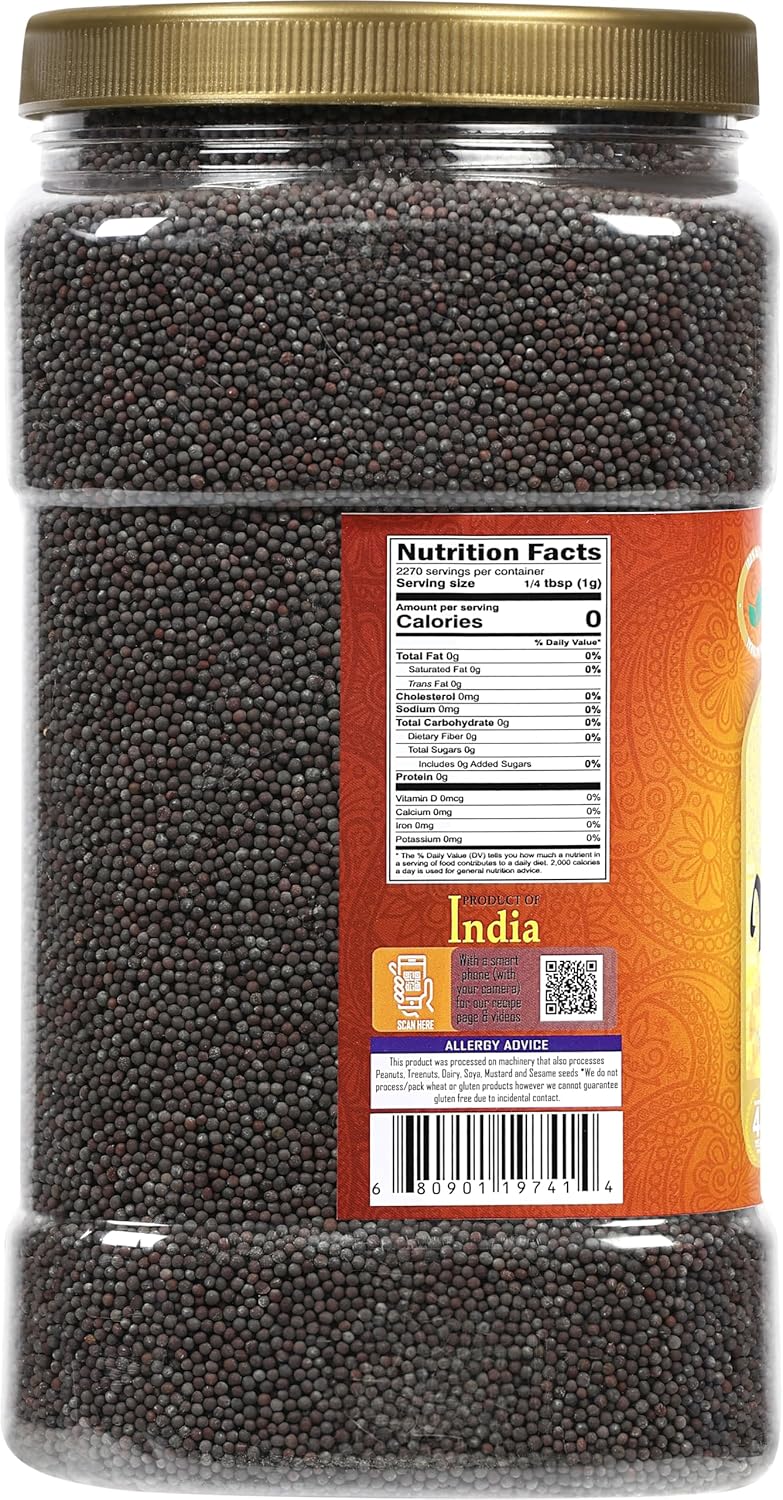Rani Black Mustard Seeds Whole Spice (Kali Rai) 80oz (5lbs) 2.27kg Bulk PET Jar ~ All Natural | Gluten Friendly | NON-GMO | Kosher | Vegan | Indian Origin