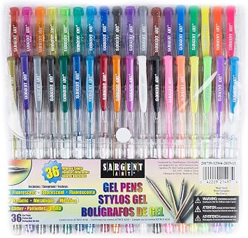 Sargent Art Gel Pens, Assorted Colors - 36 per Pack, Model22-1497