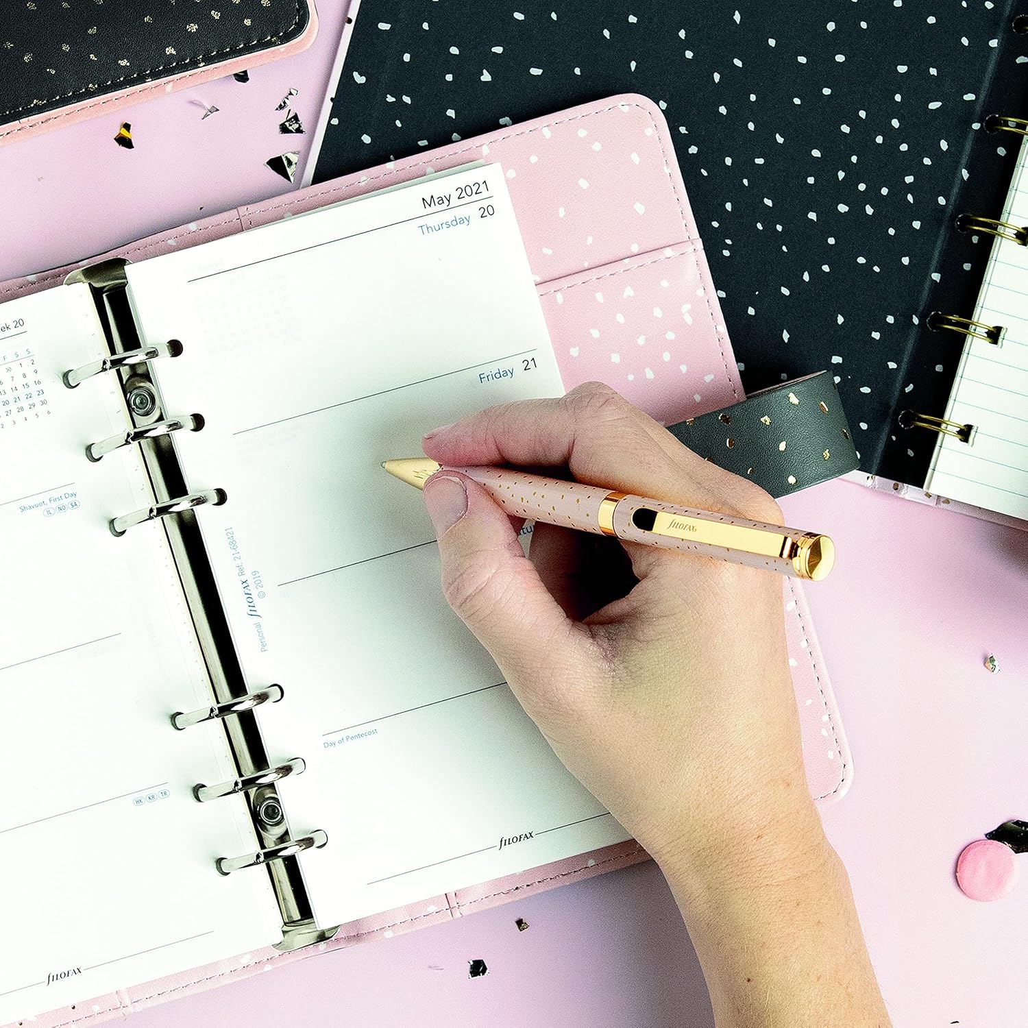 Filofax Ballpoint Pen, Confetti Collection, Rose Quartz, 1 MM, Black Ink (R132707)