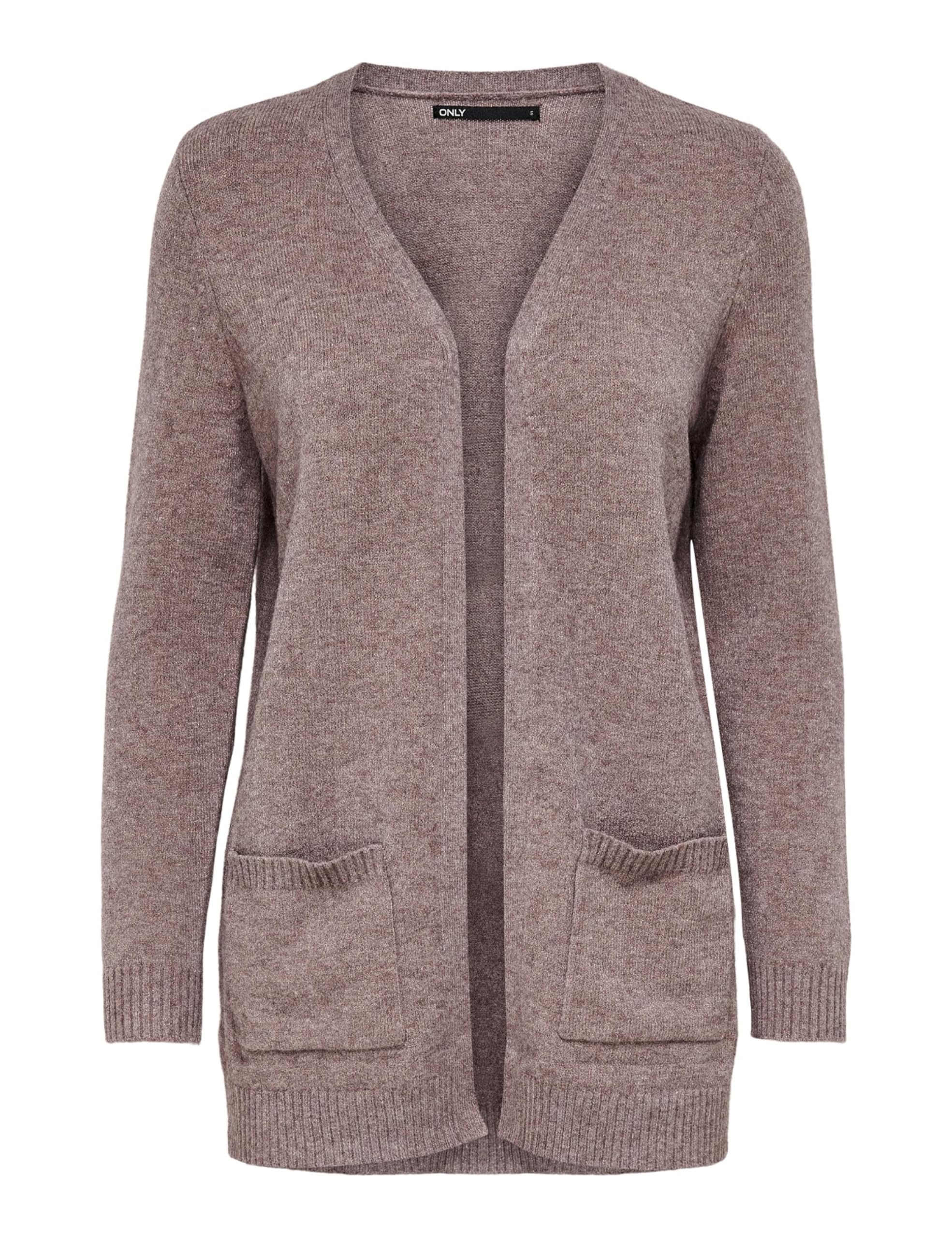 ONLY Women's Onllesly L/S Open Knt Noos Cardigan Sweater, Rose Browndetail: W Melange, XS UK