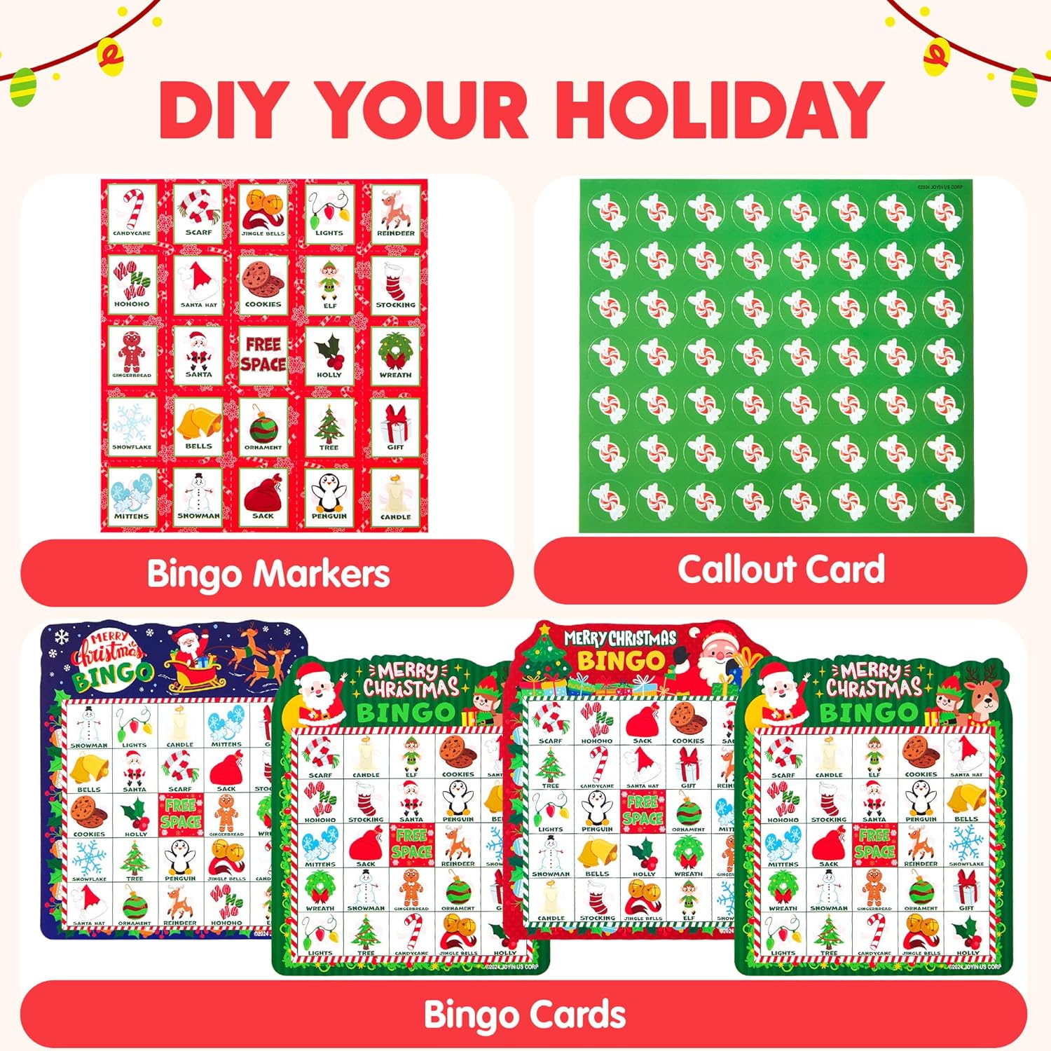 Condition photo showing New/Like New for JOYIN 30 Players Christmas Bingo Cards Game, 3 Colors Kids Bingo Cards for Classroom School Family Group Activities, Holiday Winter Bingo for Xmas Party Supplies Adults Indoor Party Games