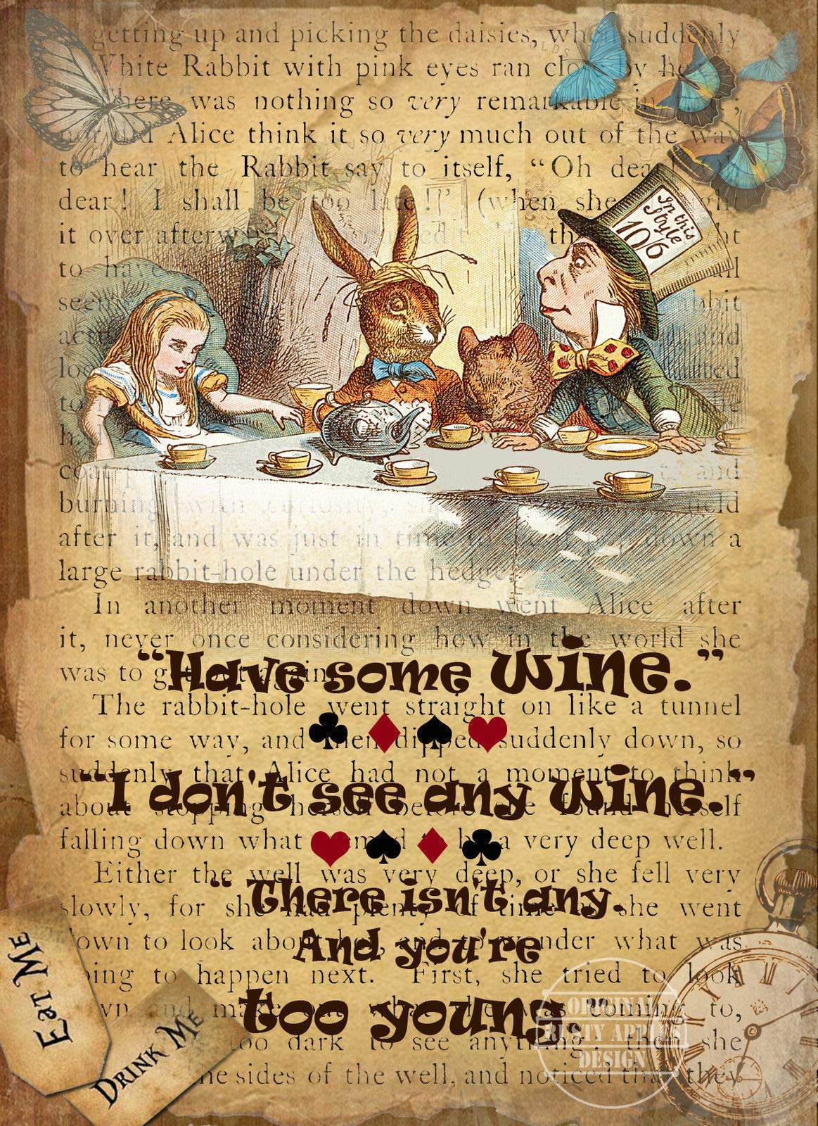 The Rusty Apples Metal Sign Co Multicolor Alice In Wonderland The Mad Hatter's Tea Party – Vintage - Style Metal Sign – 3 Sizes To Choose – Home Decor – Unique Gift (8” X 6” 200 X 150 Mm)