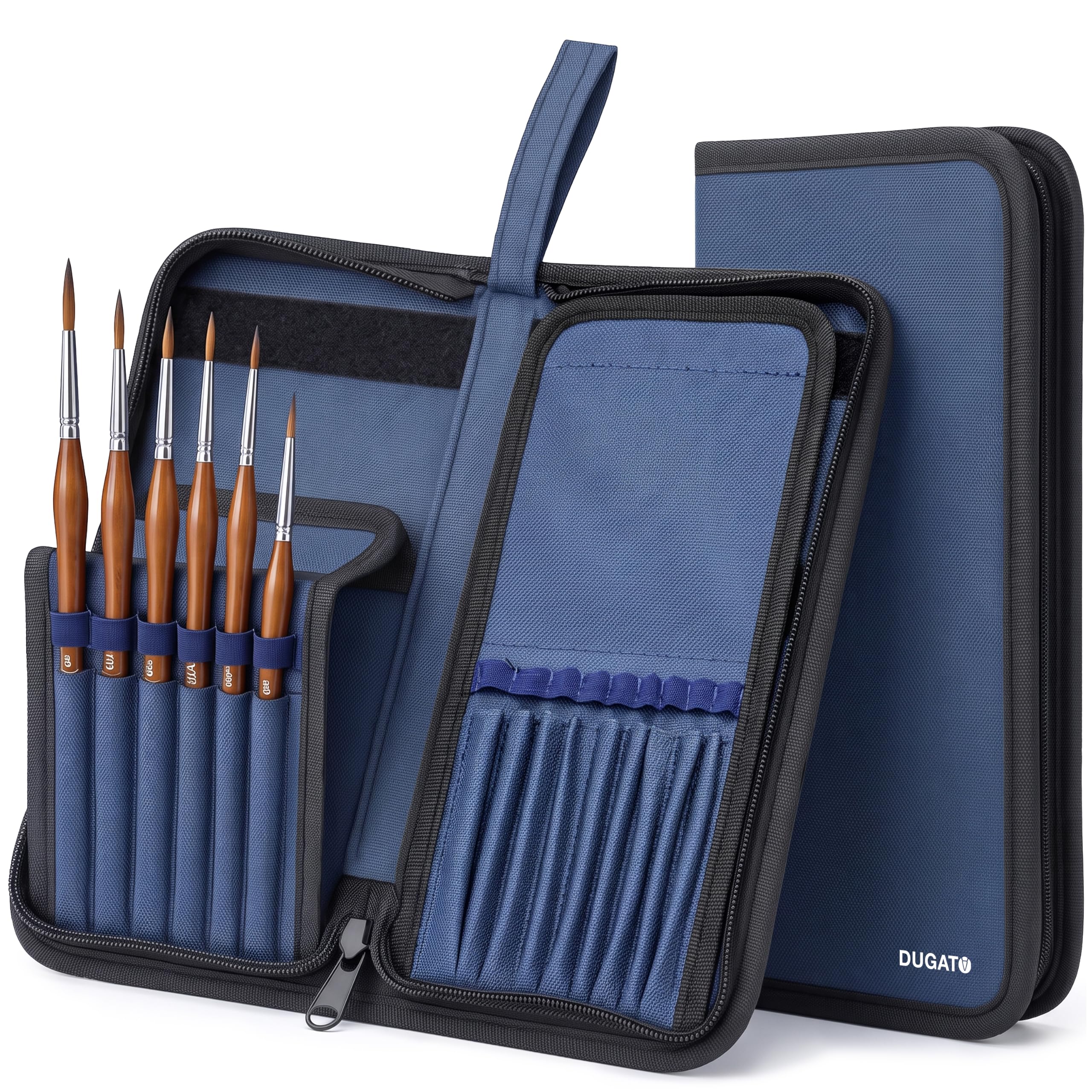 DUGATO Short Brush Holder &amp; Organizer, Canvas Case 5.4 x 10.7 in, Blue