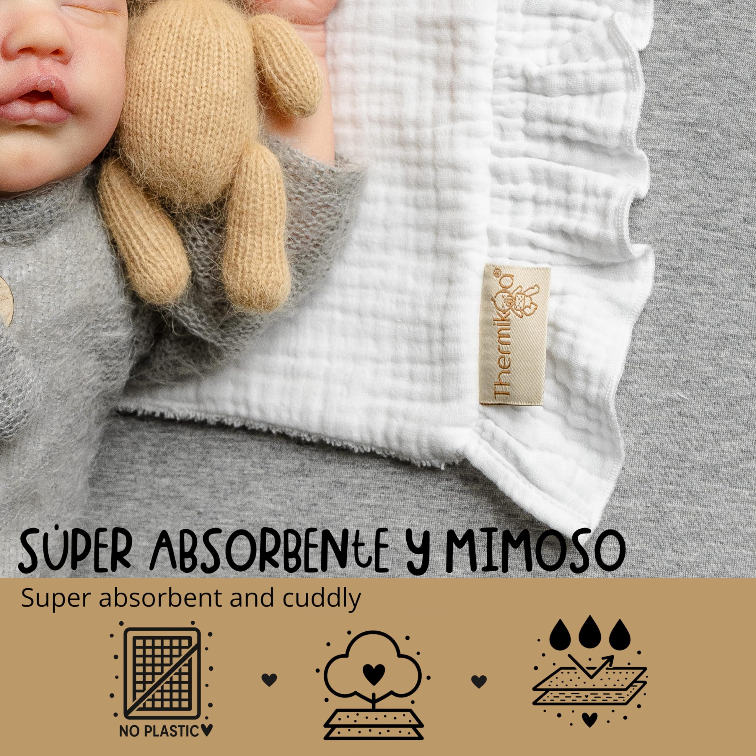 Thermikoa Protège Matelas Bébé Coton Alèse Absorbante Lange Mousseline Multi Usage Couffin Nacelle Bave Régurgitations Allaitement Douceur Naturelle Pack 2
