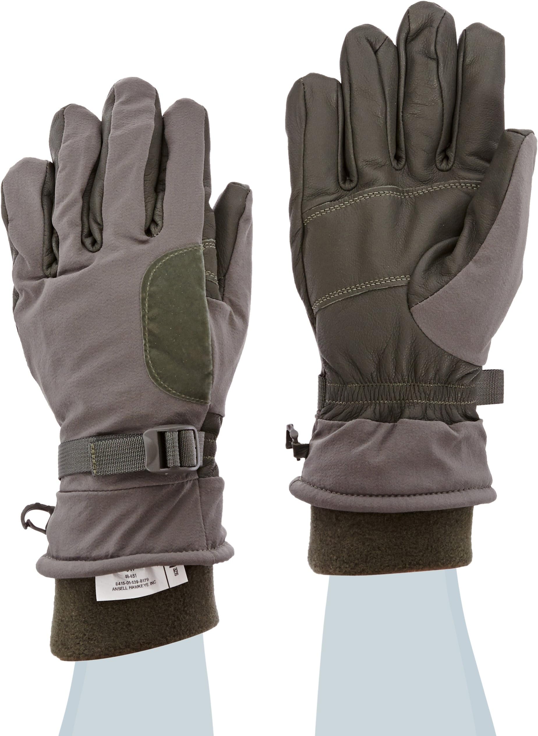 ActivArmr 46-451 Goatskin Intermediate Cold Wet Combat and Utility Glove, Chemical Resistant, Fleece Wrist Cuff, 12 Length, Large, Folliage Green (1 Pair) by Ansell