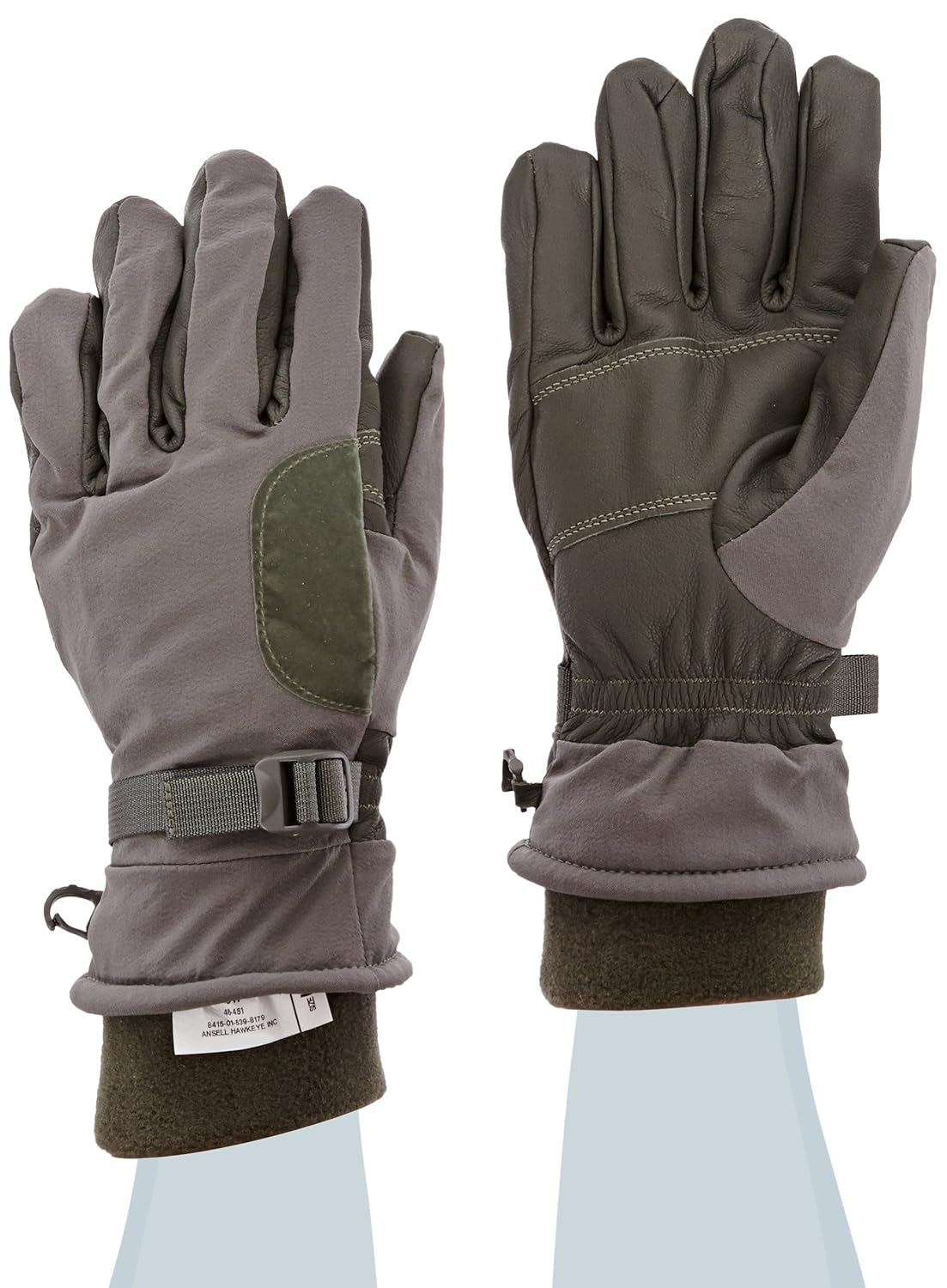 Ansell ActivArmr 46-451 Goatskin Intermediate Cold Wet Combat and Utility Glove, Chemical Resistant, Fleece Wrist Cuff, 12" Length, Large, Folliage Green (1 Pair)