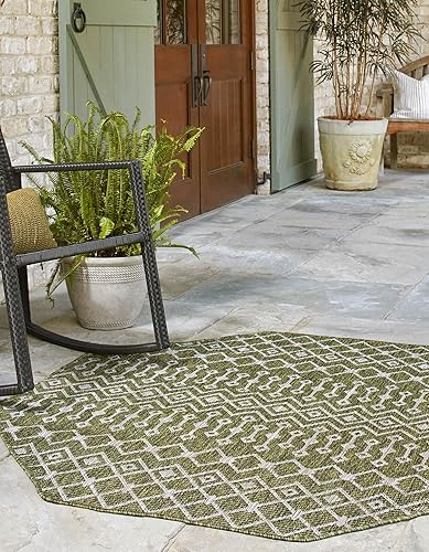 Vista 77 de Unique Loom Alfombra Colección enrejado Marroquí Celosía Transicional Interior y Exterior, Polipropileno Gris carbón/natural