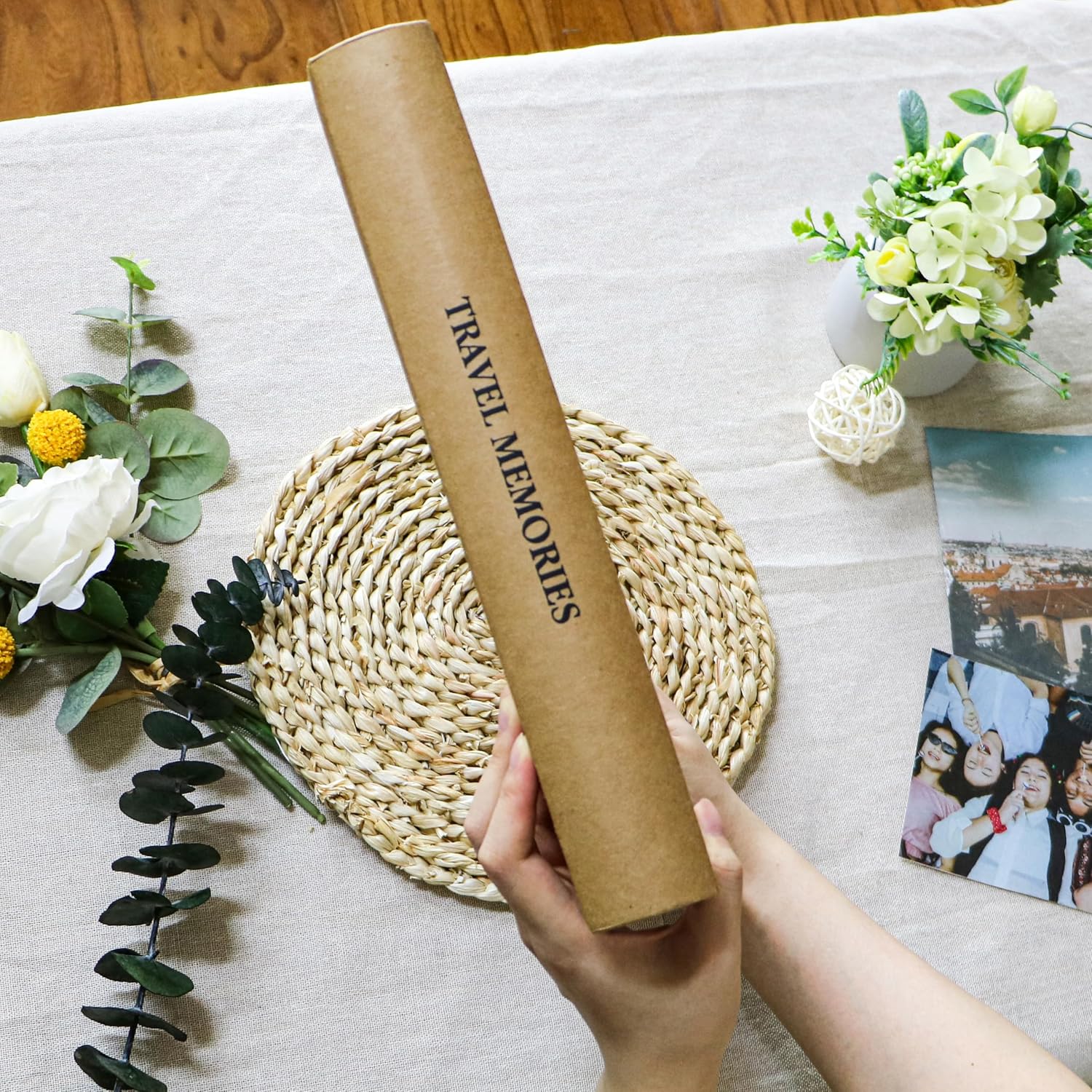 Holoary Photo Album 4x6 300 Photos 3 Pictures Per Page, 300 Pockets 4x6 Inches with Writing Space, Kraft Paper Cover Travel Design World Map Adventure Vacation Travel Photo Album