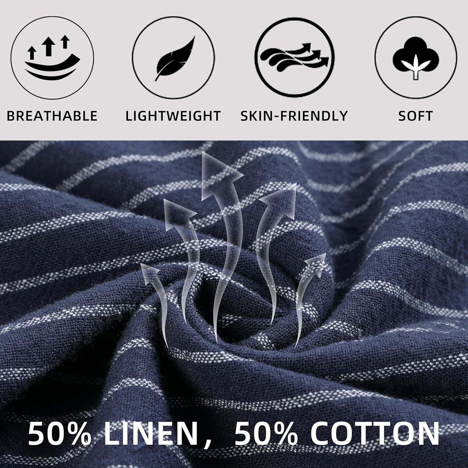 Womens Linen Pants Wide Leg High Waisted Drawstring Casual Flowy Pants with Pockets - Image 6