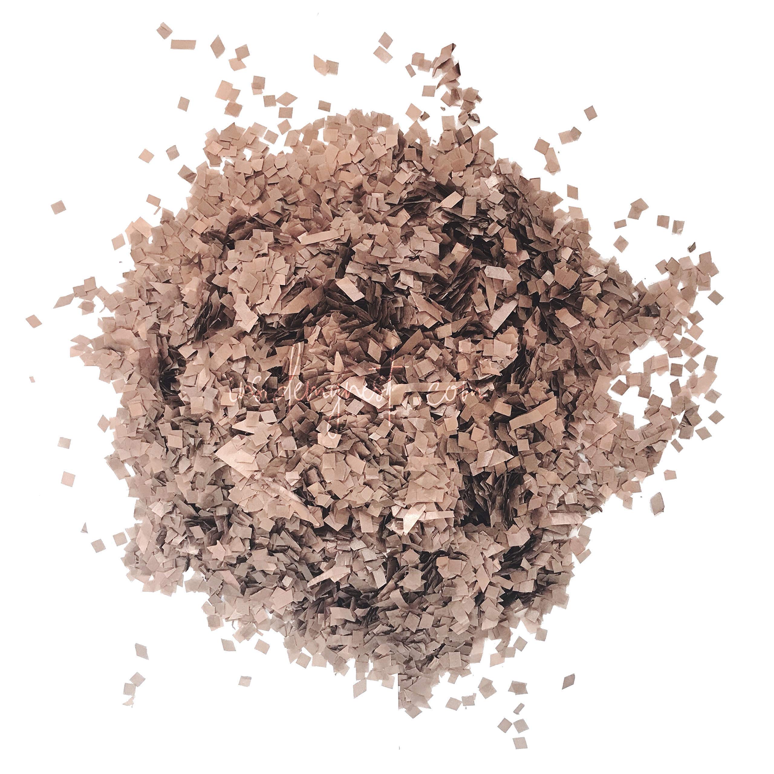 InsideMyNest Metallic Copper Rose Gold Confetti Biodegradable Tissue Paper Miniature Squares