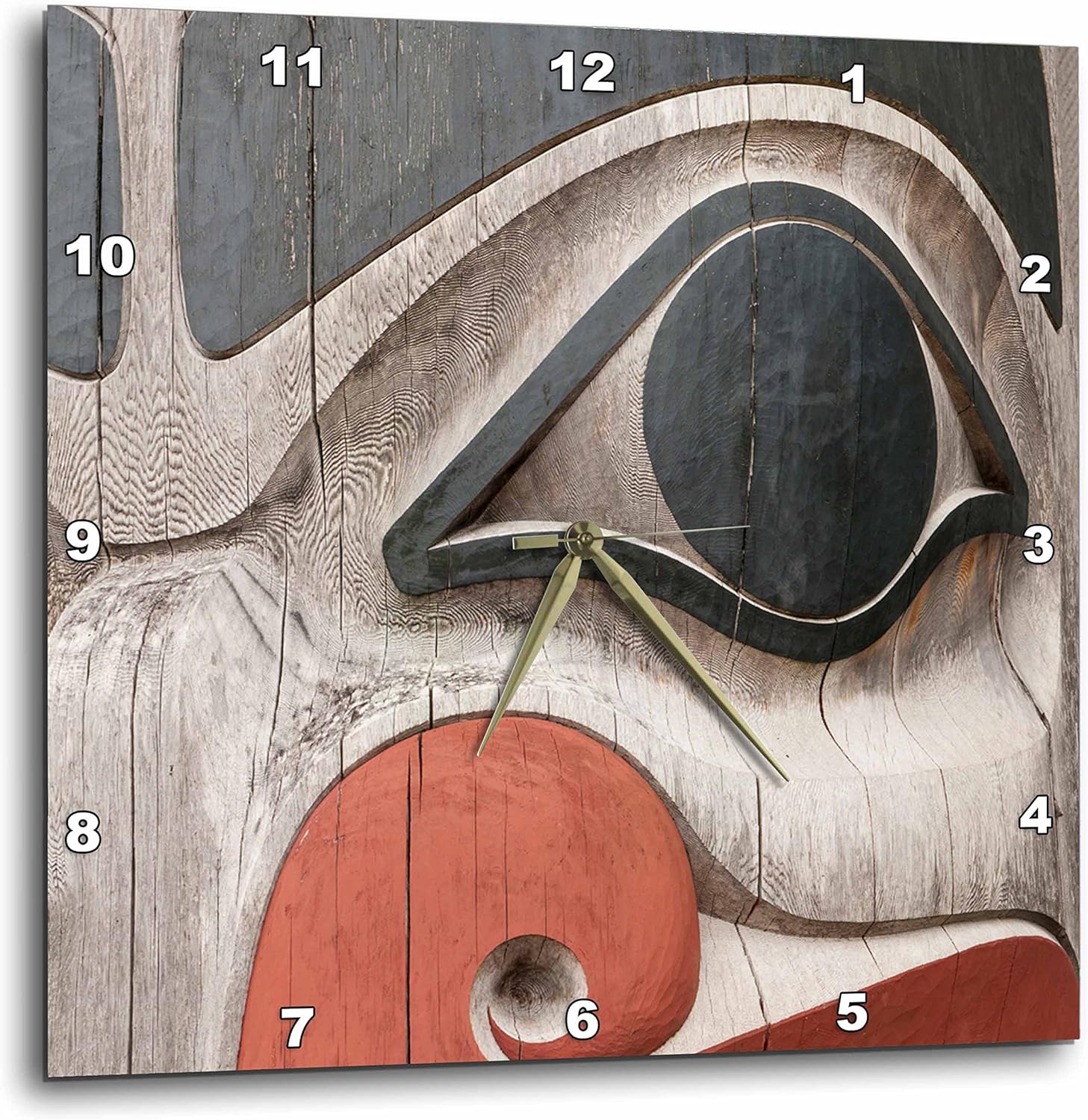 3dRose Totem Poles, Haida Heritage Centre, Kay Llnagaay, Haida Gwaii, Canada.-Wall Clock, 13 by 13" (DPP_207959_2)