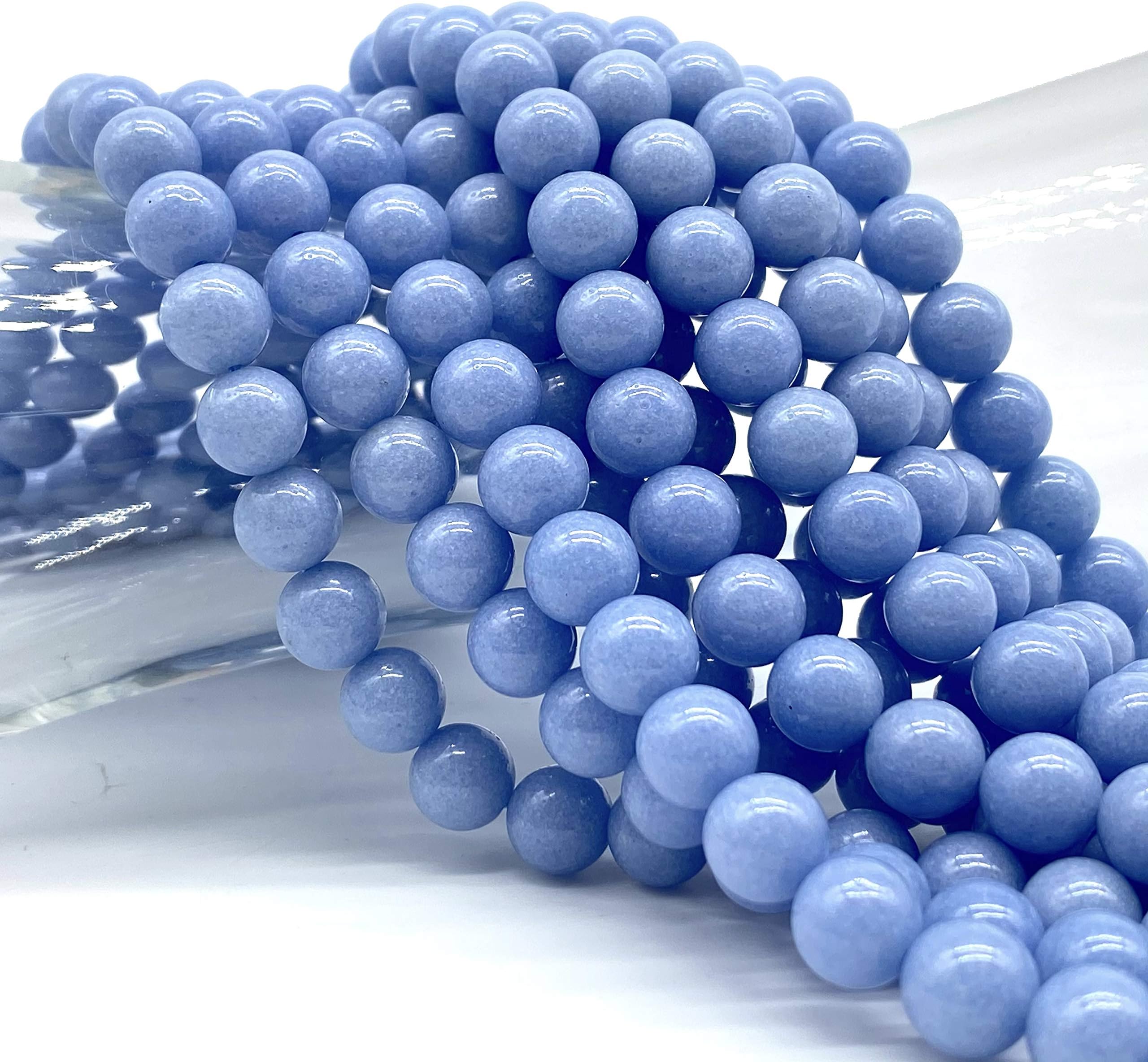 ABCGEMS Glow-in-Dark Mexican Blue Aragonite Beads (AKA Cave Calcite- Extremely Rare) Healing Crystal Chakra Energy Stone Ideal for Bracelet Necklace Ring DIY Jewelry Making Smooth Round 12mm