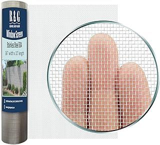 36 in X 10 FT Stainless Steel 304 Pet Proof Screen Mesh, R & G HOME AND YARD Heavy Duty Insect Screen for Window Screen/Door Screen/Patio Screen Replacement - 18 Mesh .009" Diameter Wire