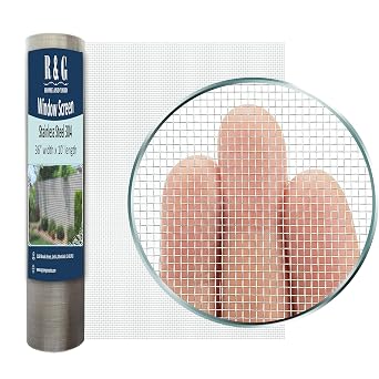 36 in X 10 FT Stainless Steel 304 Pet Proof Screen Mesh, R & G HOME AND YARD Heavy Duty Insect Screen for Window Screen/Door Screen/Patio Screen Replacement - 18 Mesh .009" Diameter Wire