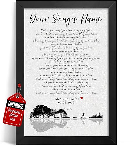 Vista 69 de VICILO Póster musical personalizado con letras de canciones, decoración sentimental perfecta, regalo de San Valentín para él, regalos de novio