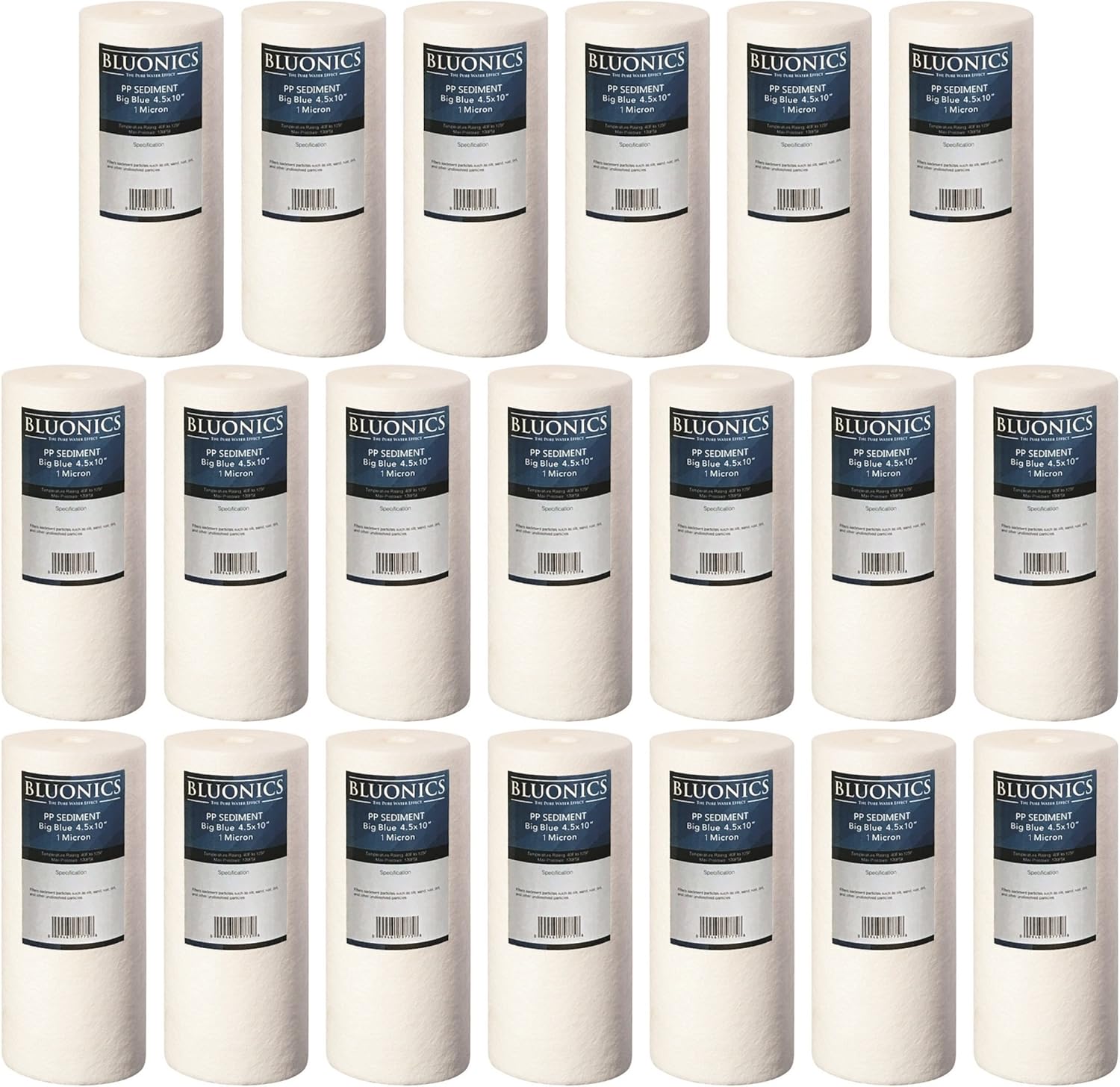 Bluonics Sediment Water Filters 20 pc 1 Micron 4.5" x 10" Cartridges
