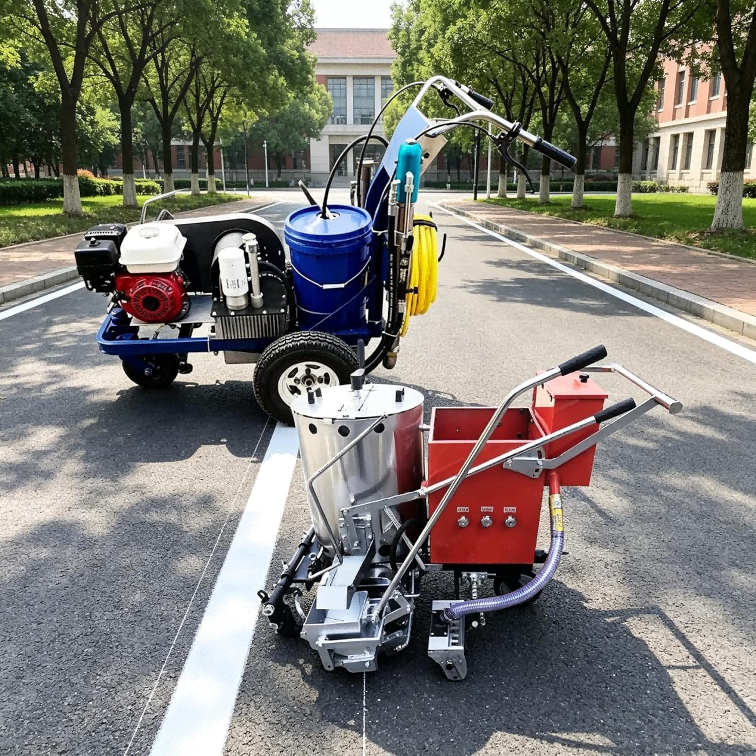 High Pressure Cold Paint Line Striper Industrial Grade Road Marking Machine for Airport Runway Warehouse and Large Industrial Zone Pavement Marking