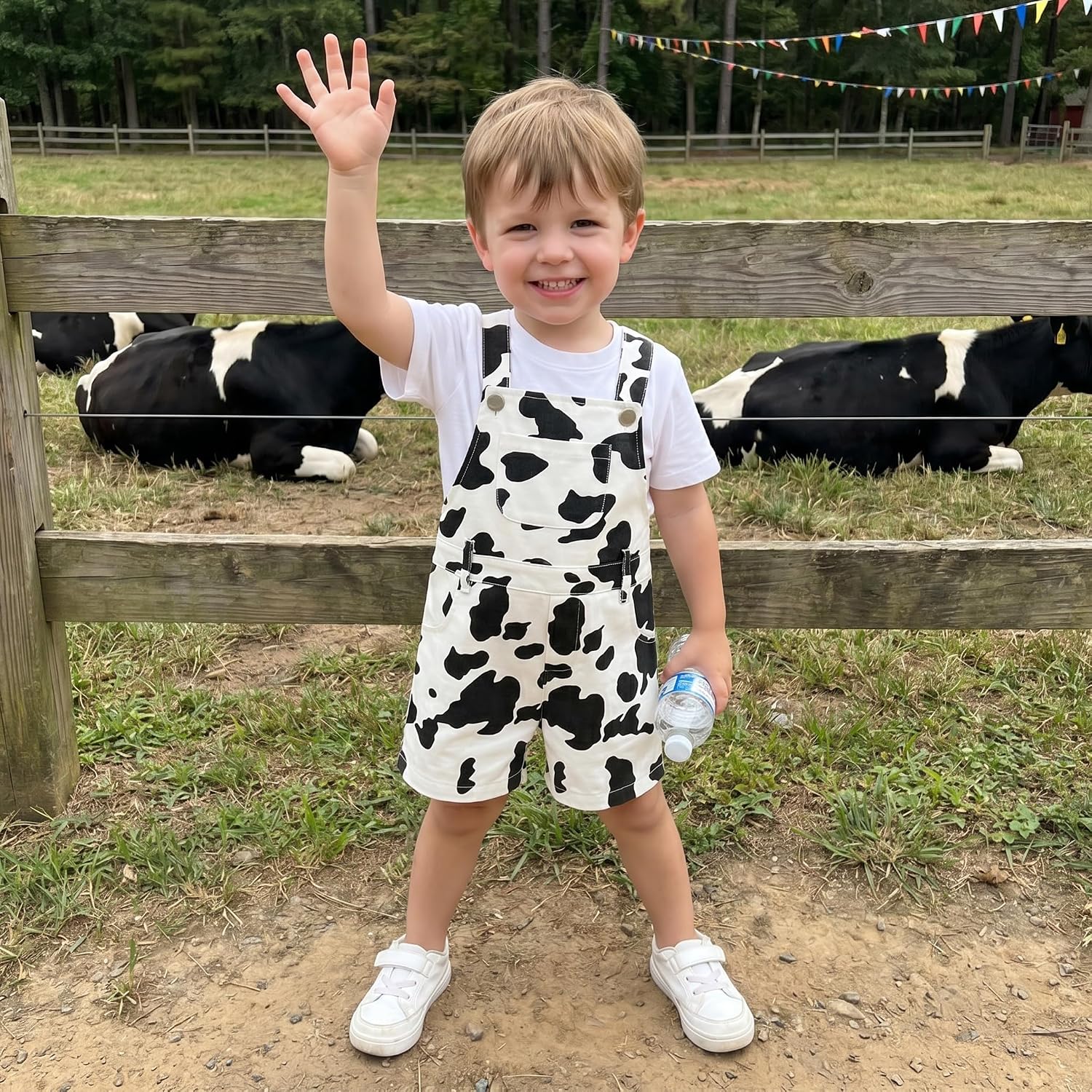 Toddler Baby Boy Girl Cowgirl Outfit Cow Print Overalls Shorts Jumpsuit Sleeveless Suspender Romper Western Clothes