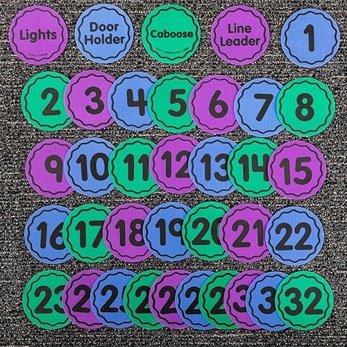 Miniatura 4 de Really Good Stuff Carpet Mark-Its - Paquete de 36 ayudantes de alineación - Marcadores de alfombra para el aula - Marcadores de puntos numerados y