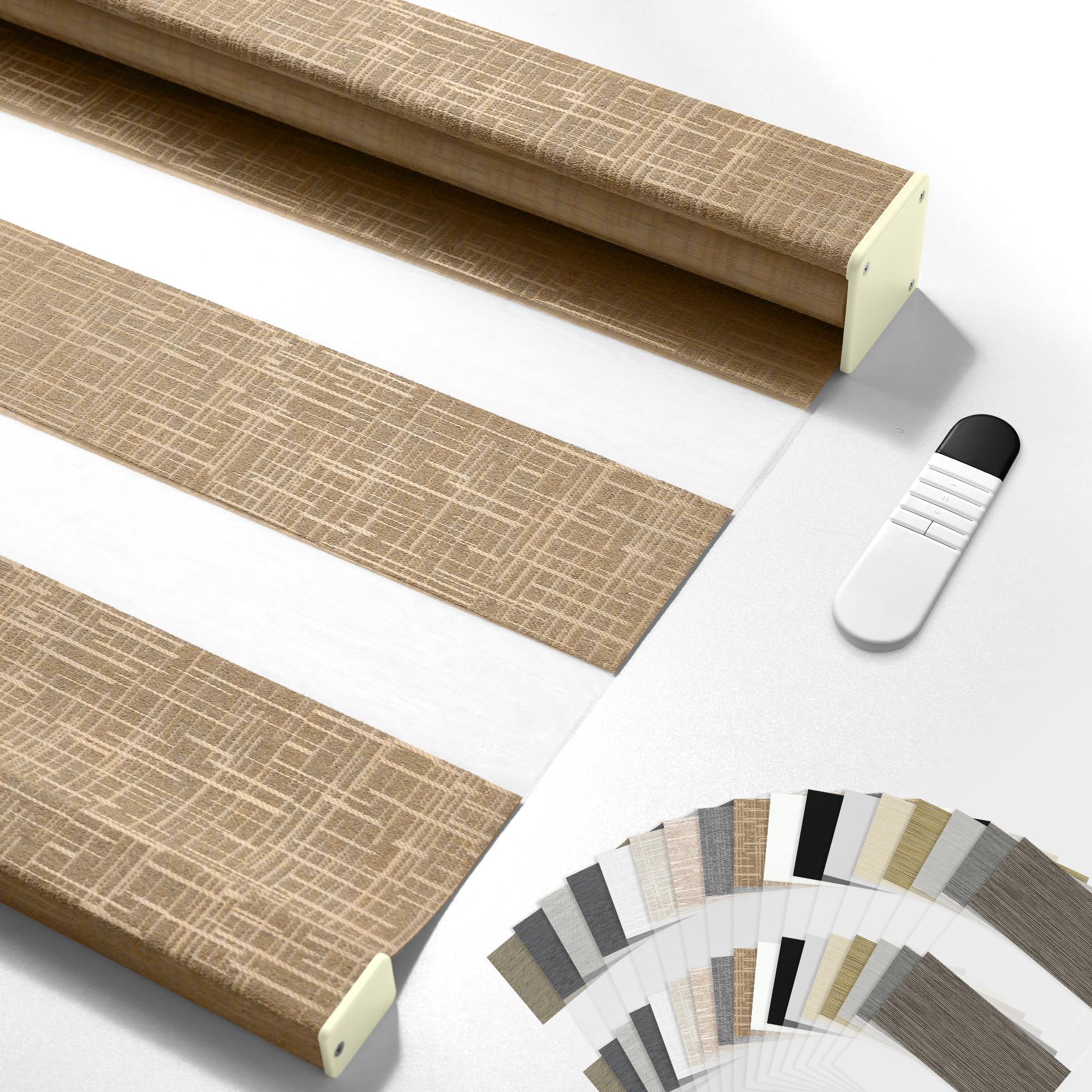 Motorized Zebra Blinds with Remote, APP,Control - 65% Blackout Sand Brown