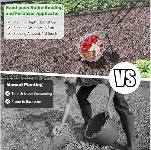 Miniatura 3 de Máquina de sembrar de mano, esparcidor de semillas de mano, sembradora de rodillos de empuje manual, esparcidores dispensadores de semillas,