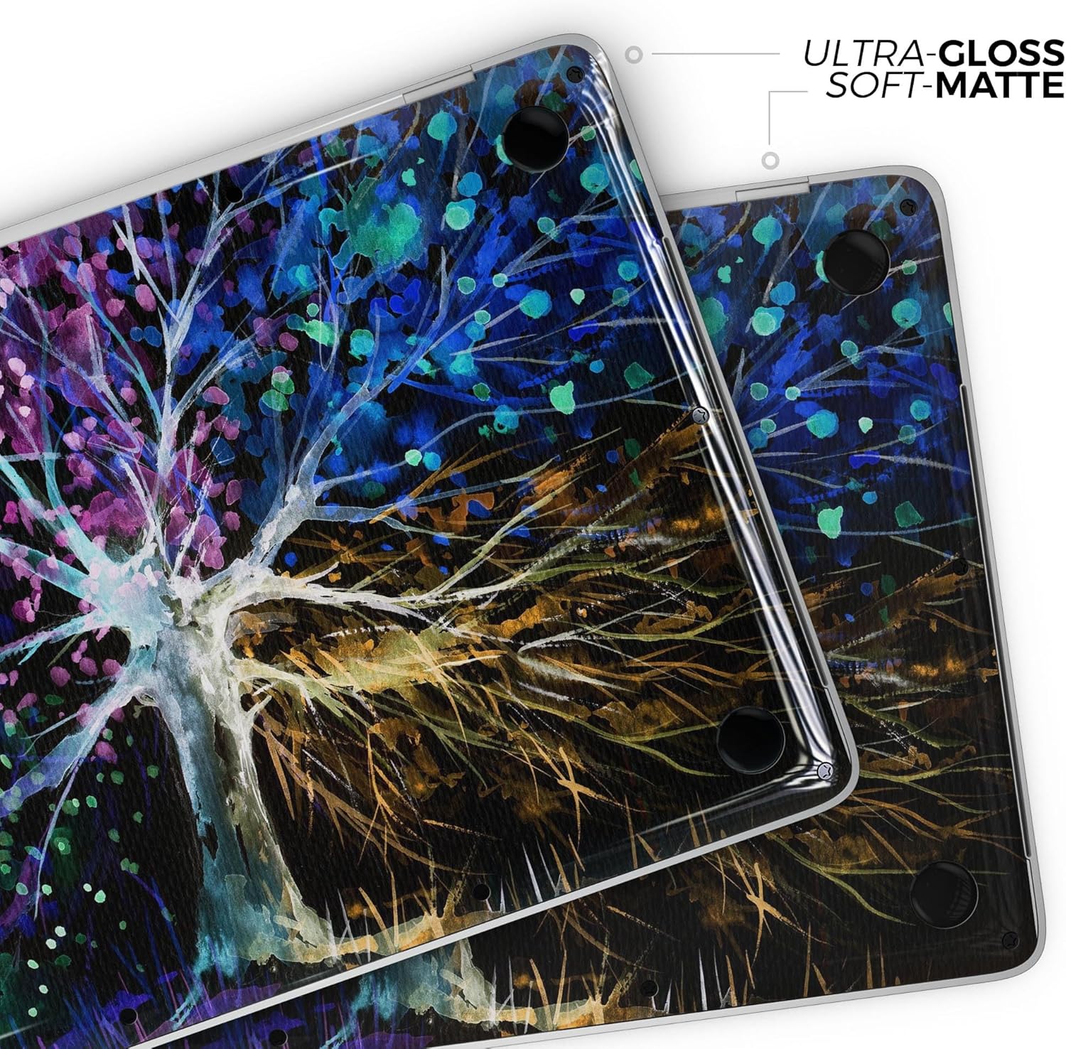 DesignSkinz - Compatible with MacBook Pro 13" Retina (A1502/A1425) - Skin Decal Protective Scratch Resistant Vinyl Wrap - Inverted Abstract Colorful Watercolor Vivid Tree