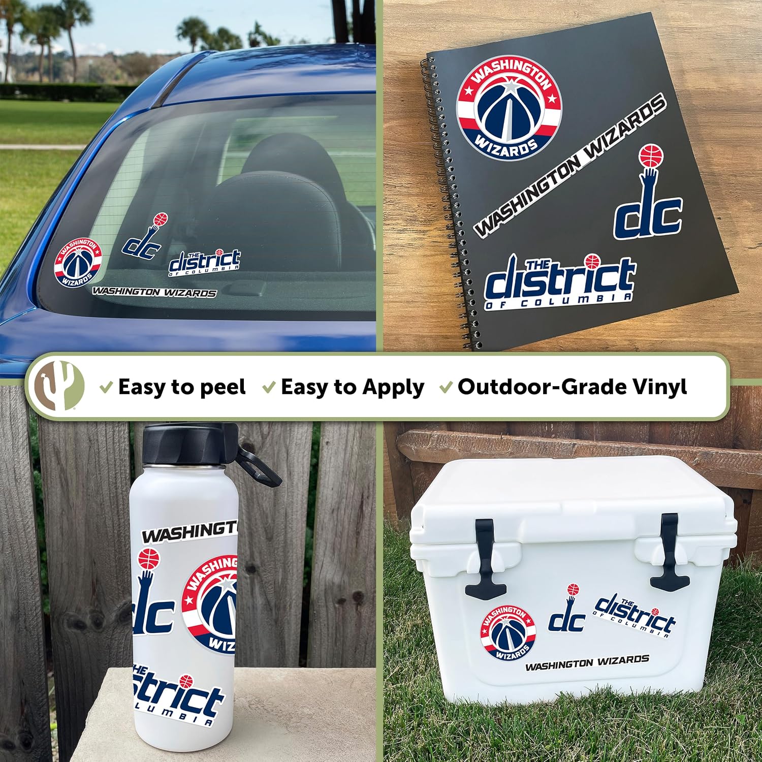 Desert Cactus Washington Wizards Sticker NBA Officially Licensed Vinyl Decal Laptop Water Bottle Car Scrapbook Sheet (Type 2)