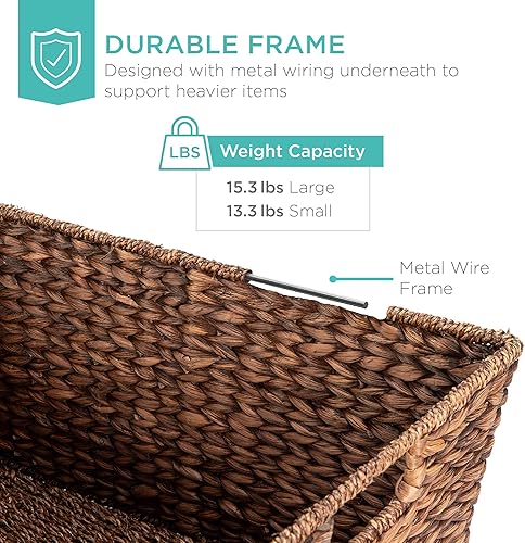 Miniatura 5 de Best Choice Products Juego de 2 cofres de jacinto de agua clásicos multiusos XL, cesta de almacenamiento cónica tejida de gran tamaño para