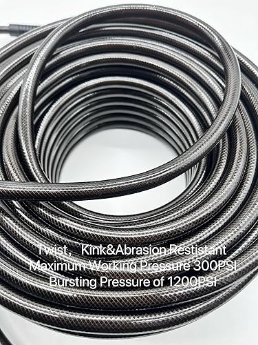 Miniatura 3 de SYXQT Poliuretano (PU) 14 pulgadas x 100 pies reforzado, manguera de aire con acoplador rápido industrial giratorio de 14 pulgadas y enchufe,