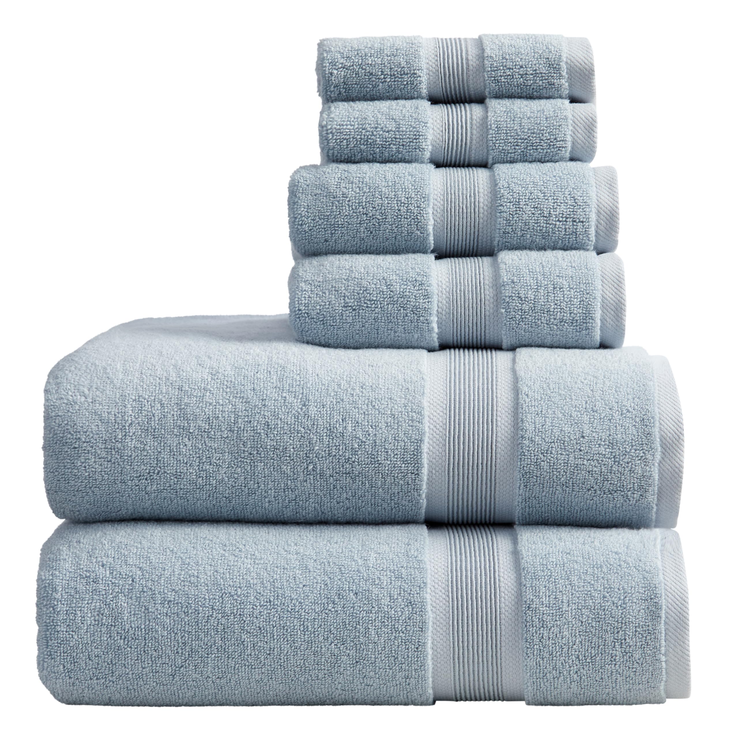 Springtree Home Luxury Bamboo Rayon Bath Towel Set 6 Piece Set | 35% Bamboo Rayon - 65% Cotton | Absorbent Quick-Dry Towels for Bathroom | Oeko-TEX