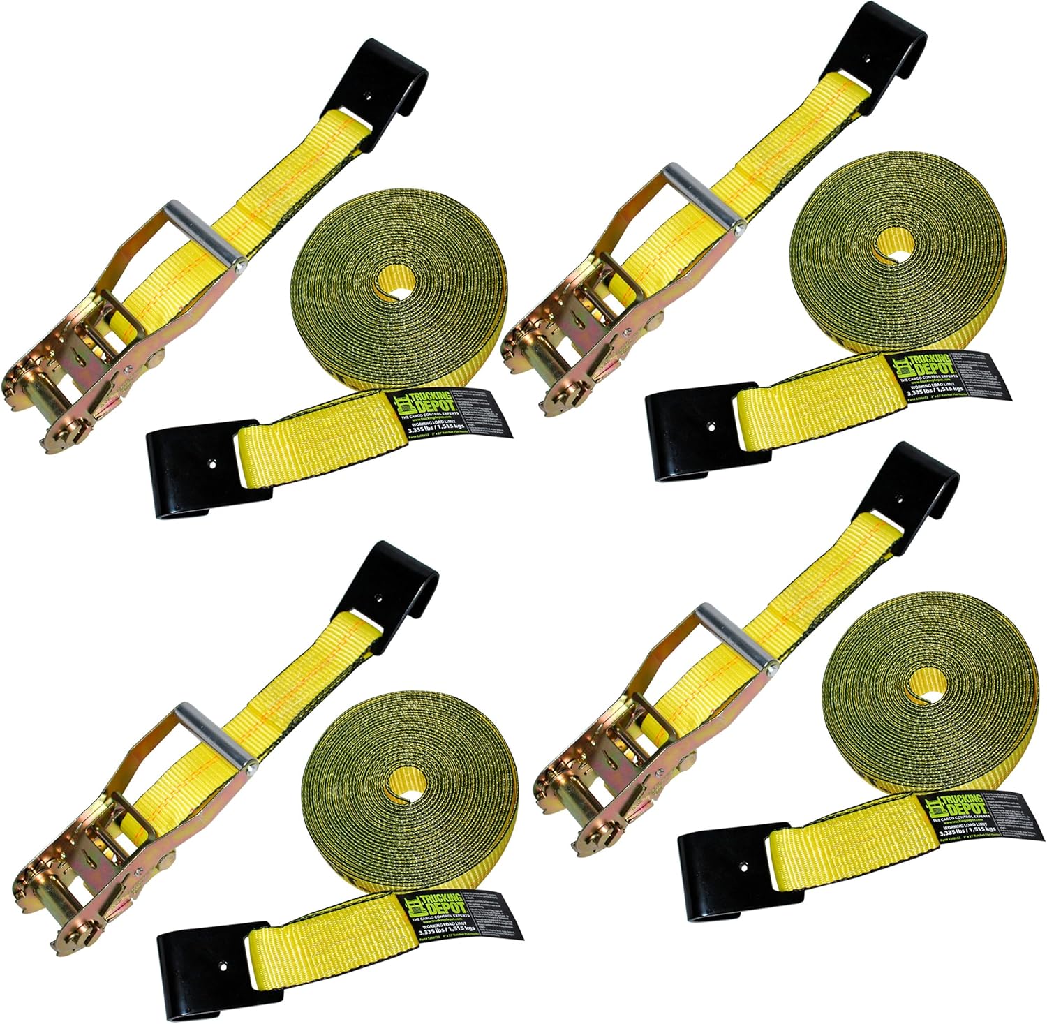 2” x 27’ Ratchet Strap with Flat Hooks — 2 Pack